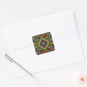 African Geometric Motif Square Sticker