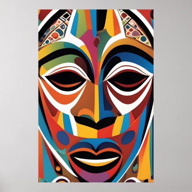 African Geometric Shape Mask Graphic Art Design Poster (Front)
