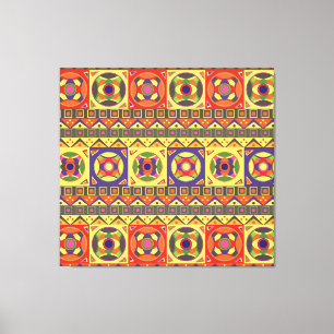 African Geometric Shapes Vintage Canvas Print