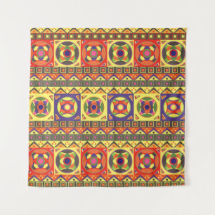 African Geometric Shapes Vintage Tapestry