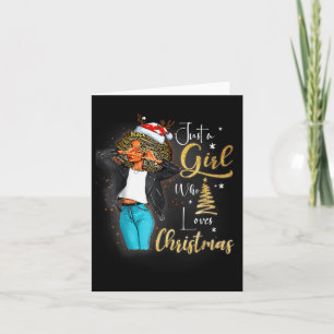 African Girl American Melanin Christmas Santa Hat  Card
