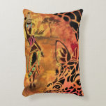 African Girl and Giraffe Accent Pillow Friends<br><div class="desc">African Girl and Giraffe - Friends - Art Drawing - Africa Animal and People Painting Collection by MIGNED</div>