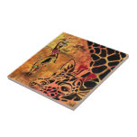 African Girl and Giraffe Ceramic Tile Friends<br><div class="desc">African Girl and Giraffe - Friends - Art Drawing - Africa Animal and People Painting Collection by MIGNED</div>