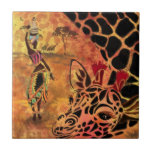 African Girl and Giraffe Ceramic Tile Friends<br><div class="desc">African Girl and Giraffe Ceramic Tiles - Friends - MIGNED Painting Art Design Tile</div>