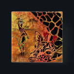 African Girl and Giraffe - Friends - Art Drawing - 15 Cm Square Badge<br><div class="desc">African Girl and Giraffe - Friends - Art Drawing - Africa Animal and People Painting Collection by MIGNED</div>