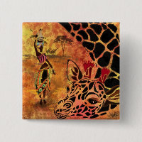 African Girl and Giraffe - Friends - Art Drawing -
