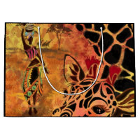 African Girl and Giraffe - Friends - Art Drawing
