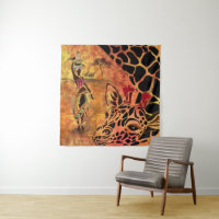 African Girl and Giraffe - Friends - Art Drawing -