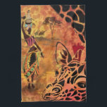 African Girl and Giraffe - Friends - Art Drawing - Tea Towel<br><div class="desc">African Girl and Giraffe - Friends - Art Drawing - Africa Animal and People Painting Collection by MIGNED</div>
