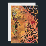 African Girl and Giraffe  Friends - Happy Birthday<br><div class="desc">Happy Birthday - African Girl and Giraffe - Friends - Art Drawing - Africa Animal and People Painting Collection by MIGNED - Add Your Text / Name</div>