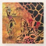 African Girl and Giraffe Glass Coaster<br><div class="desc">African Girl and Giraffe Glass Coasters - MIGNED Art Painting</div>