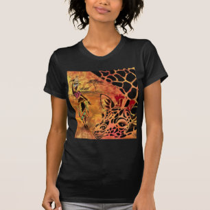 African Girl and Giraffe T-Shirt Friends