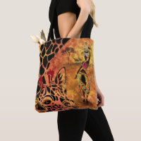 African Girl and Giraffe Tote Bag - Friends