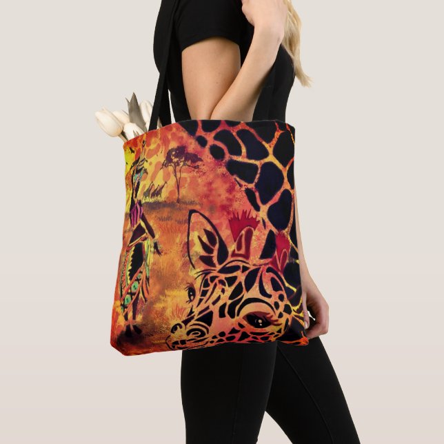 African Girl and Giraffe Tote Bag Gift (Close Up)