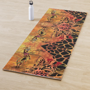 African Girl and Giraffe Yoga Mat