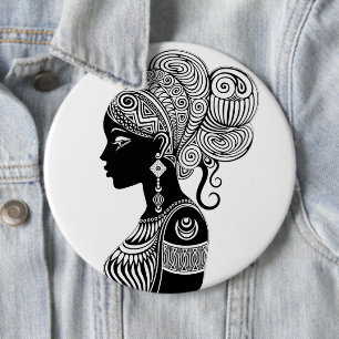 African Girl Portrait Tribal Tattoo 6 Cm Round Badge