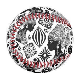 African Girl Portrait Tribal Tattoo Baseball