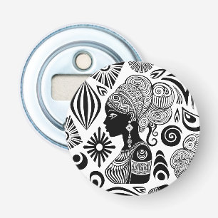 African Girl Portrait Tribal Tattoo Bottle Opener
