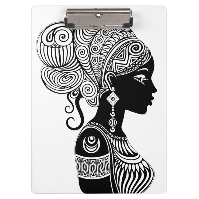 African Girl Portrait Tribal Tattoo Clipboard (Front)