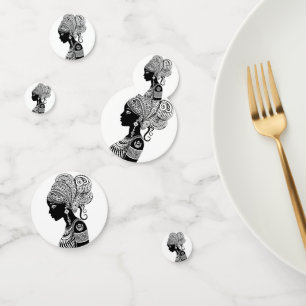 African Girl Portrait Tribal Tattoo Confetti