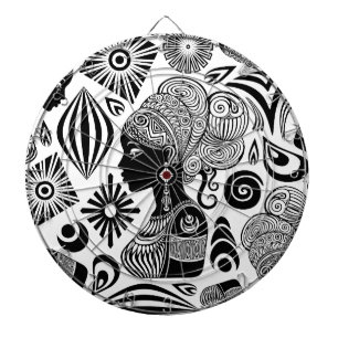 African Girl Portrait Tribal Tattoo Dartboard