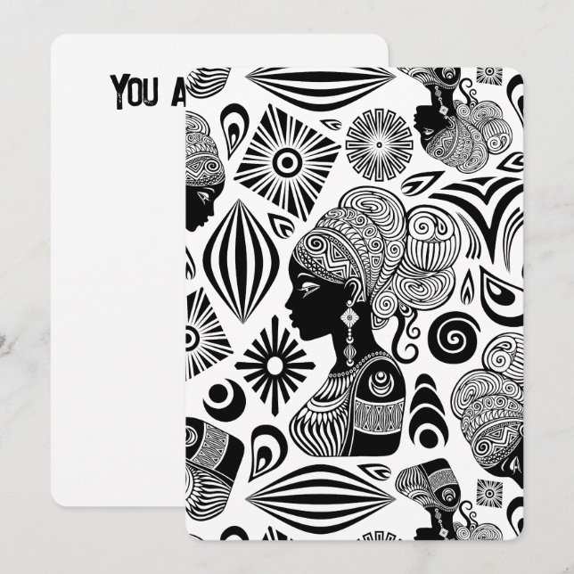 African Girl Portrait Tribal Tattoo Invitation (Front/Back)