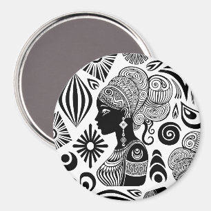 African Girl Portrait Tribal Tattoo Magnet