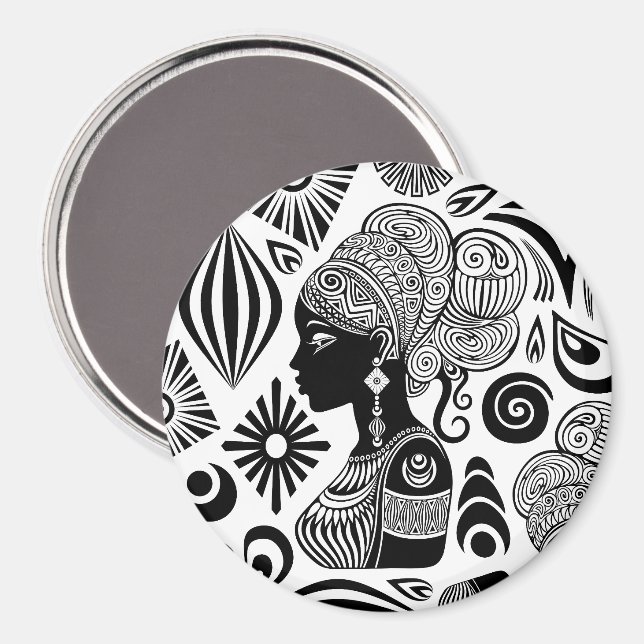 African Girl Portrait Tribal Tattoo Magnet (Front/Back)