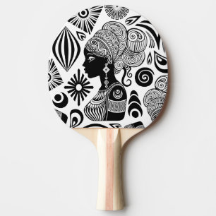 African Girl Portrait Tribal Tattoo Ping Pong Paddle