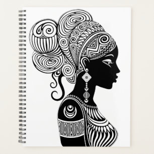 African Girl Portrait Tribal Tattoo Planner