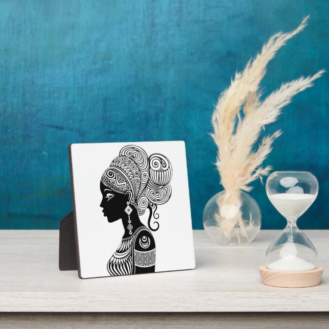 African Girl Portrait Tribal Tattoo Plaque (Insitu)