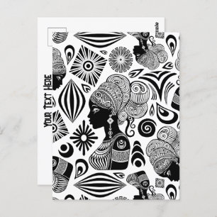 African Girl Portrait Tribal Tattoo Postcard