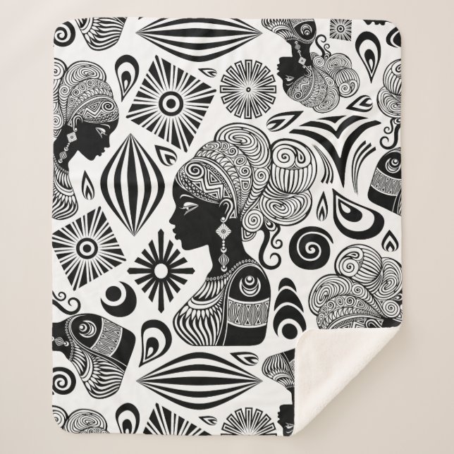 African Girl Portrait Tribal Tattoo Sherpa Blanket (Front)