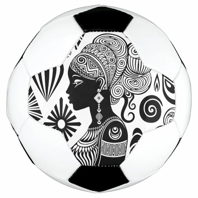African Girl Portrait Tribal Tattoo Soccer Ball (Front)