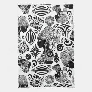 African Girl Portrait Tribal Tattoo Tea Towel