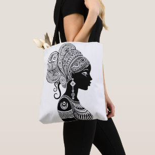 African Girl Portrait Tribal Tattoo Tote Bag