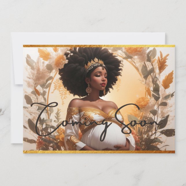 African Goddess Soft Boho Pregnancy Announcements (Front)