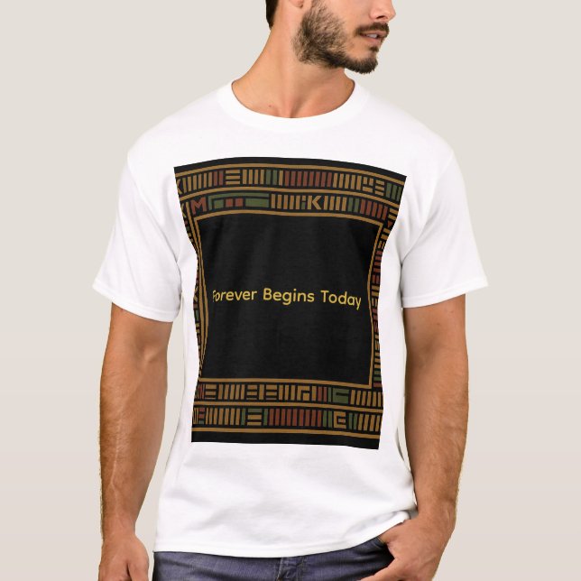 African Gold Kente Pattern T-Shirt (Front)