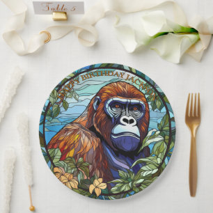 African Gorilla Birthday Paper Plate