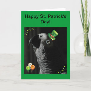 African Gray Happy St. Patrick's Day Greeting Card