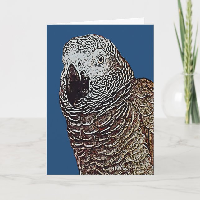 African Gray Parrot Birthday Card (Front)