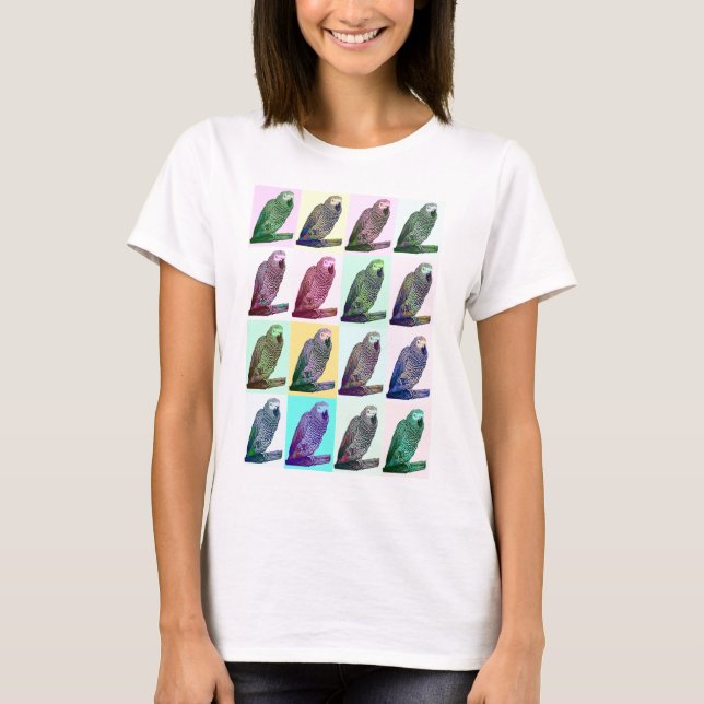 African Gray Parrot Pop Art T-Shirt (Front)