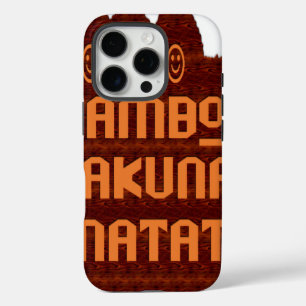 African Greeting: Jambo Hakuna Matata Wood Design iPhone 16 Pro Case