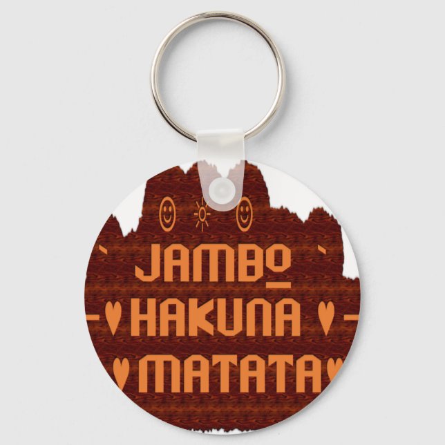 African Greeting: Jambo Hakuna Matata Wood Design Key Ring (Front)