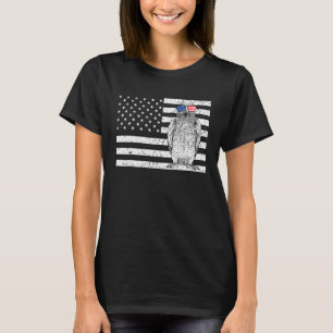 African Grey 4th of July Bird US American Flag Pat T-Shirt