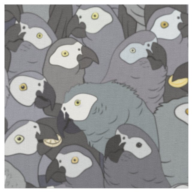 African Grey All Over Pattern Fabric (Close Up)