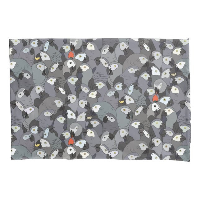 African Grey All Over Pattern Pillowcase (Front)