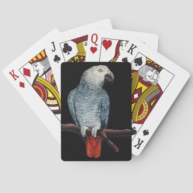 African Grey Cards Parrot Portrait Playing Cards (Back)