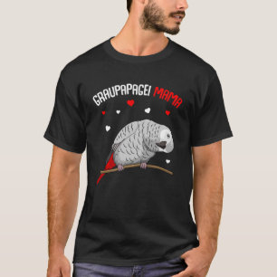 African Grey Mum Love Parrot Heart Bird T-Shirt
