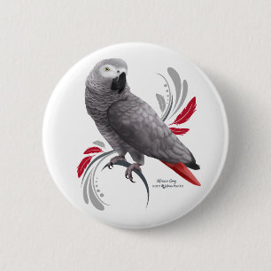 African Grey Parrot 6 Cm Round Badge